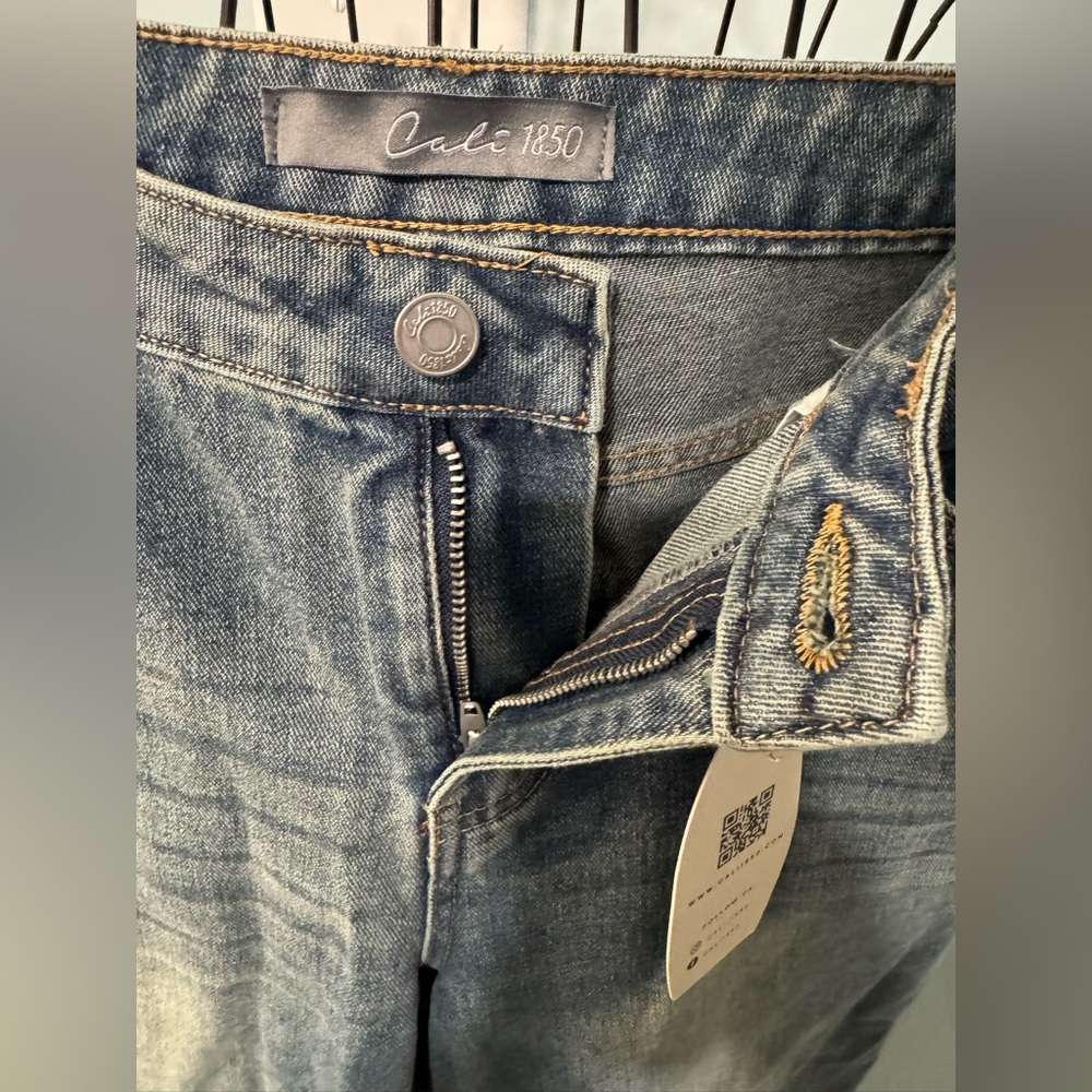 New Cali 1850 star patched low rise baggy blue jeans Sz 11 denim 30 tinted wash - Picture 10 of 16